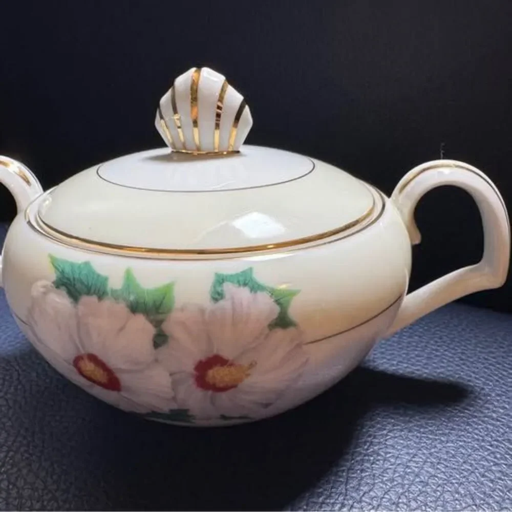 Vintage Narumi Japan Fine China Creamer & Sugar Bowl Set - NAR9 White Flowers